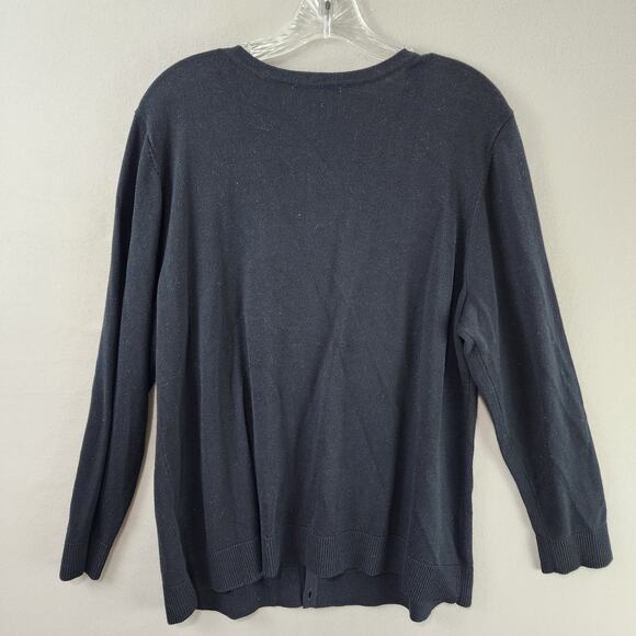 Christopher & Banks Petites Cardigan Floral Appliqué P/XL Beaded Sweater Black - Picture 2 of 9